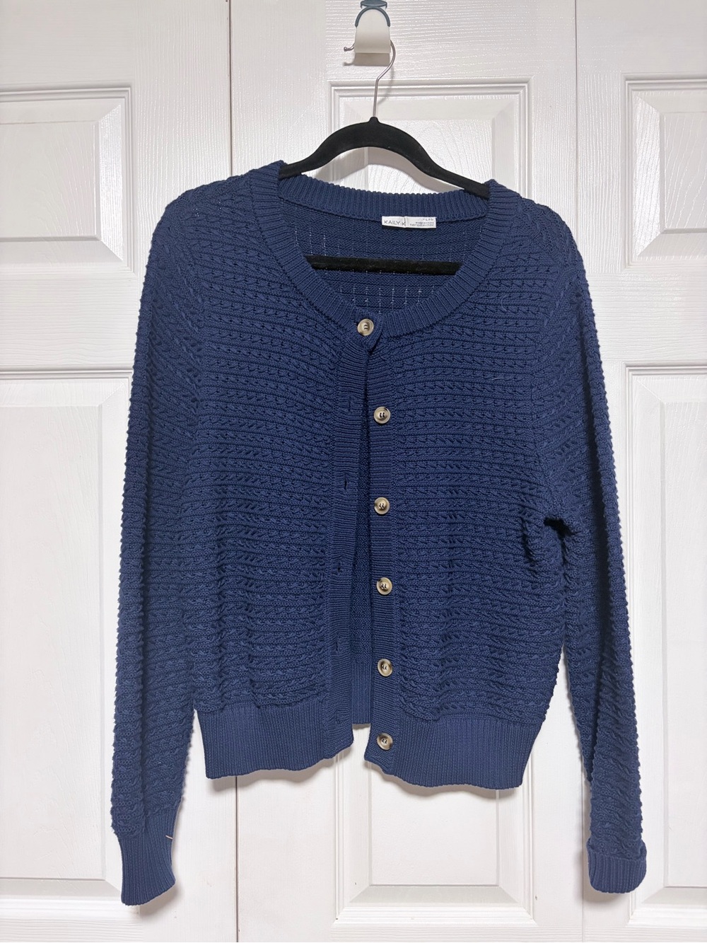 Classic Navy Button-Front Women’s Sweater Cardigan